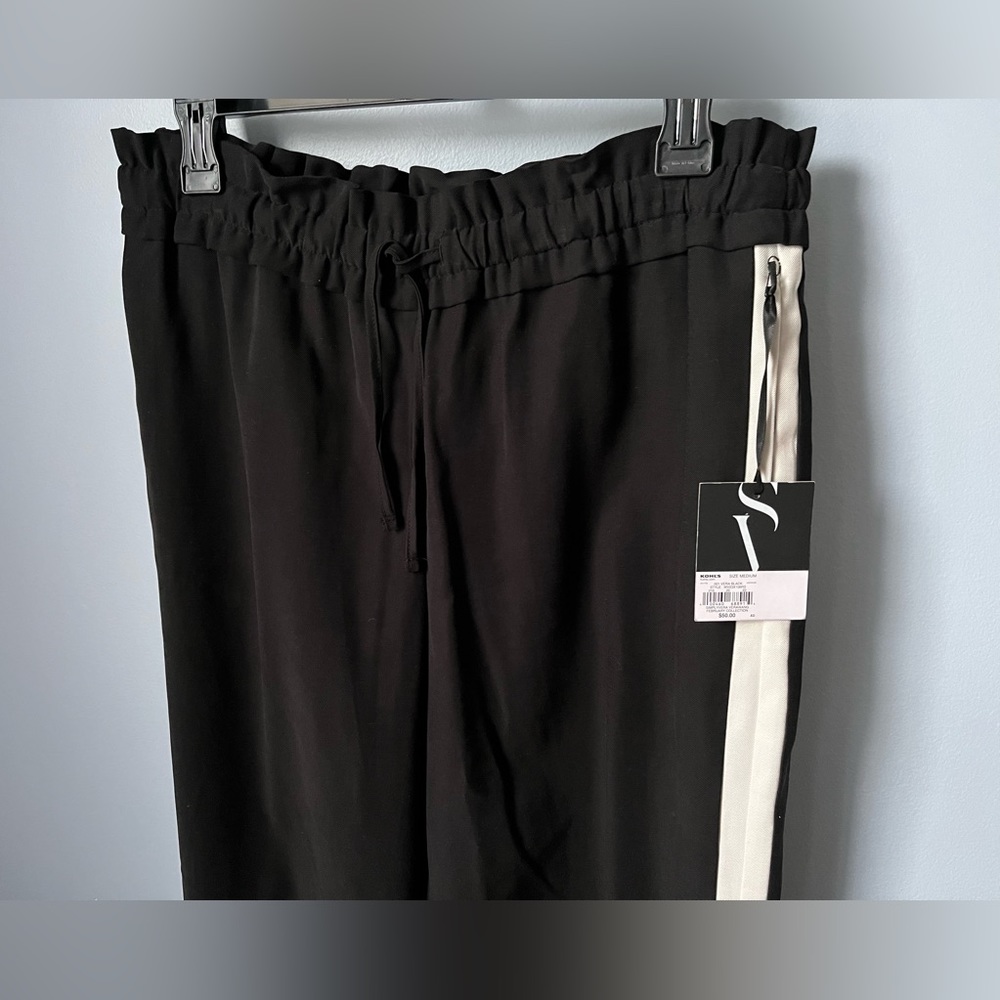 Vera Wang, Black Dress Pants, White Stripe, NWT, Paperbag, Dress them up or down - Picture 5 of 6